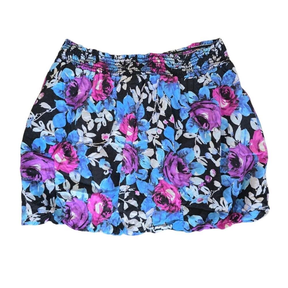Delia’s Floral Skort XL Y2K Mini Skirt Blue Purple Roses